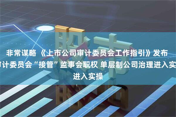非常谋略 《上市公司审计委员会工作指引》发布  审计委员会“接管”监事会职权 单层制公司治理进入实操