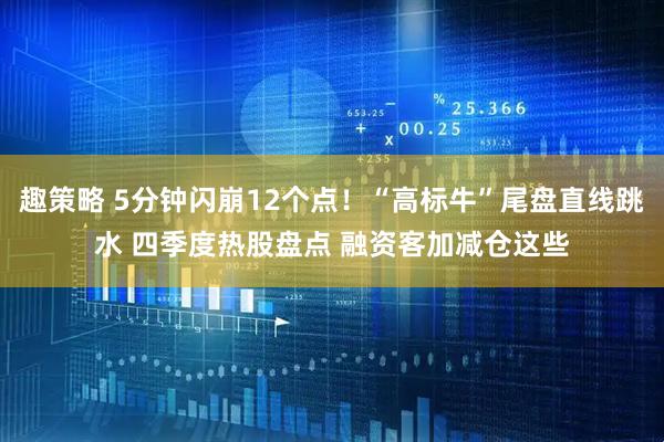 趣策略 5分钟闪崩12个点!“高标牛”尾盘直线跳水 四季度热股盘点 融资客加减仓这些